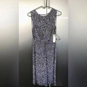 Investments Sleeveless,twisted waist detail,round neck,flare,stretch,dot print